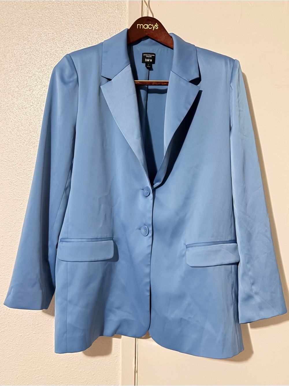 Nicole Williams English x Bar III Sky Blue Women's Tailored Two-Button Blazer